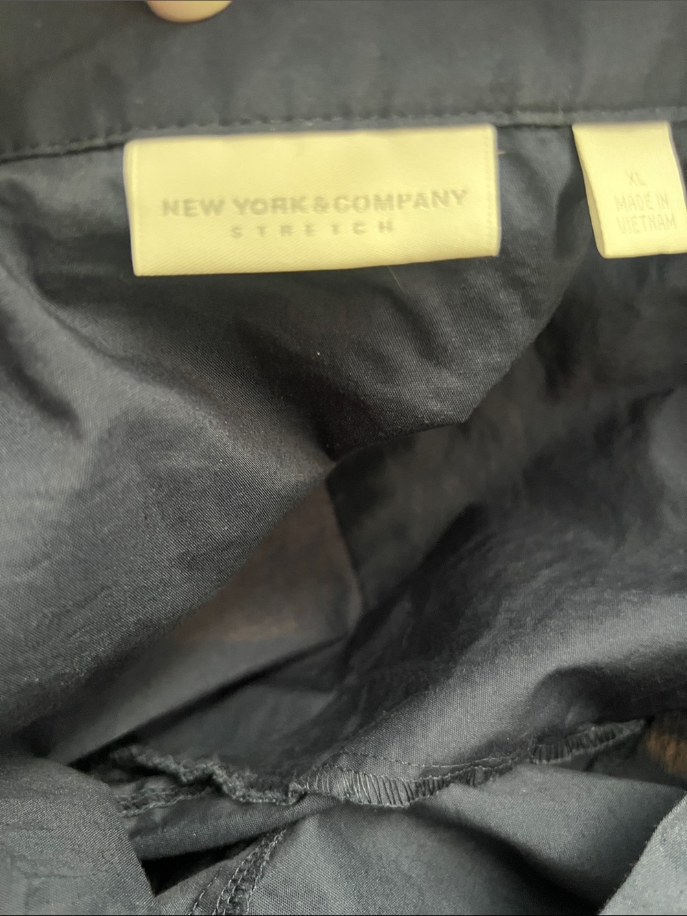 New York & Company Navy Button-Front Women's Blouse - Picture 6 of 8